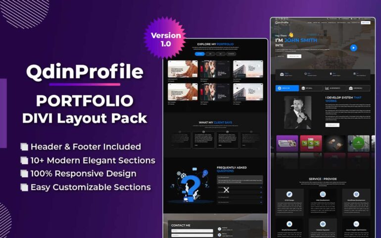 QdinProfile | Personal Portfolio Divi Layout Pack