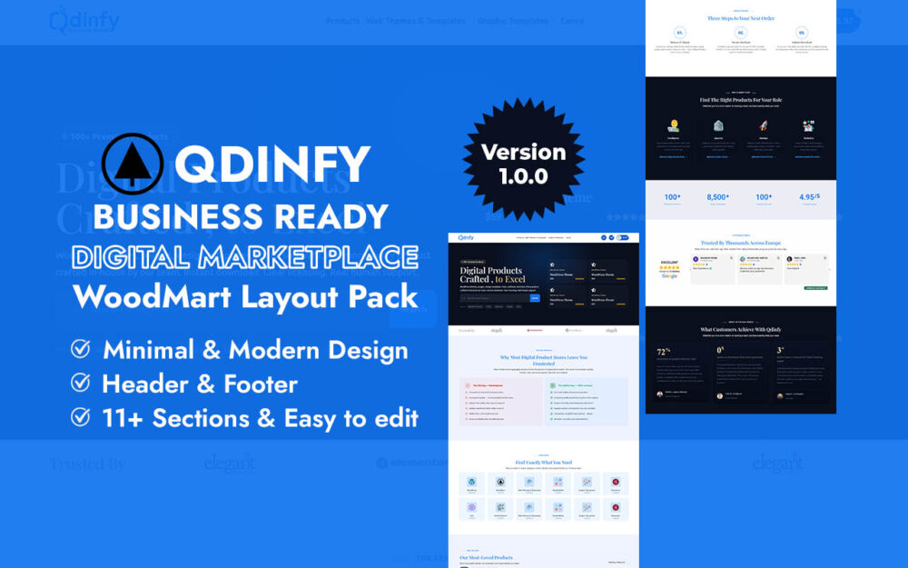 Qdinfy Elevate Digital Products Marketplace Layout